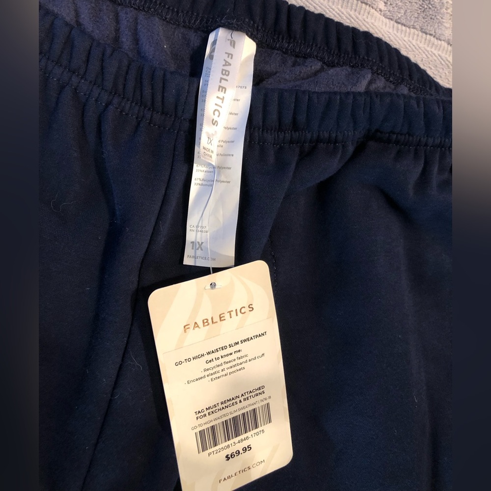 Fabletics Blue Go-To High-Waisted Slim Sweatpants 1X